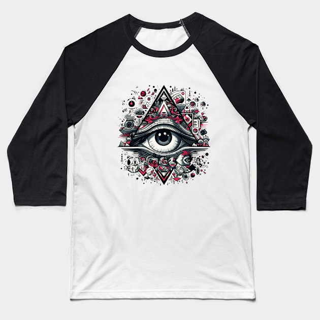 Illuminati pop logo Baseball T-Shirt by ElectroZoo